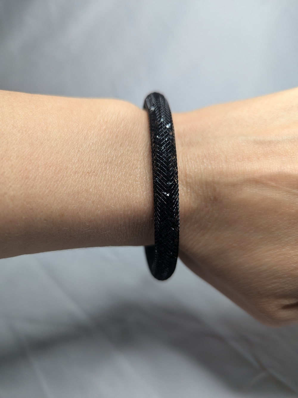 Black Austrian Crystal Filled "Stardust" Bangle Bracelet